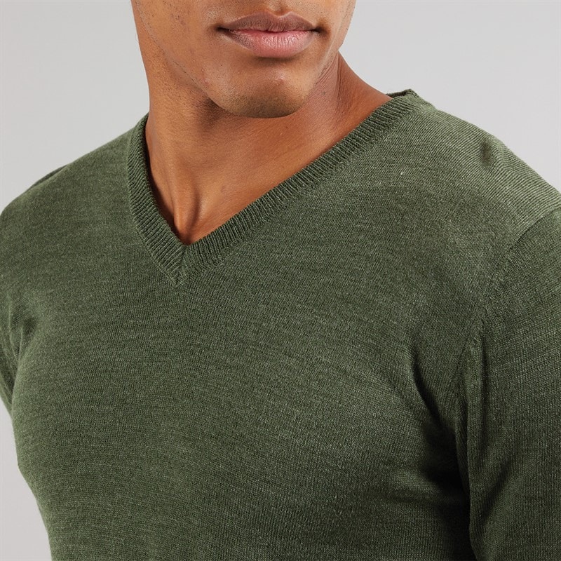 Mens Celestial V Neck Jumper Khaki Mix - Image 3