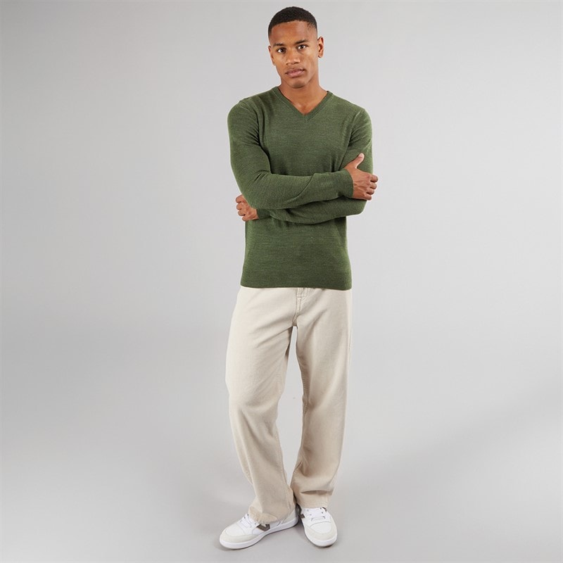 Mens Celestial V Neck Jumper Khaki Mix - Image 4