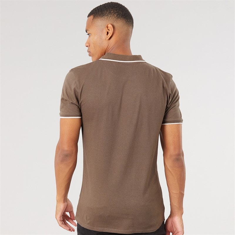 Mens Ferrat Polo Taupe/Optic White - Image 2