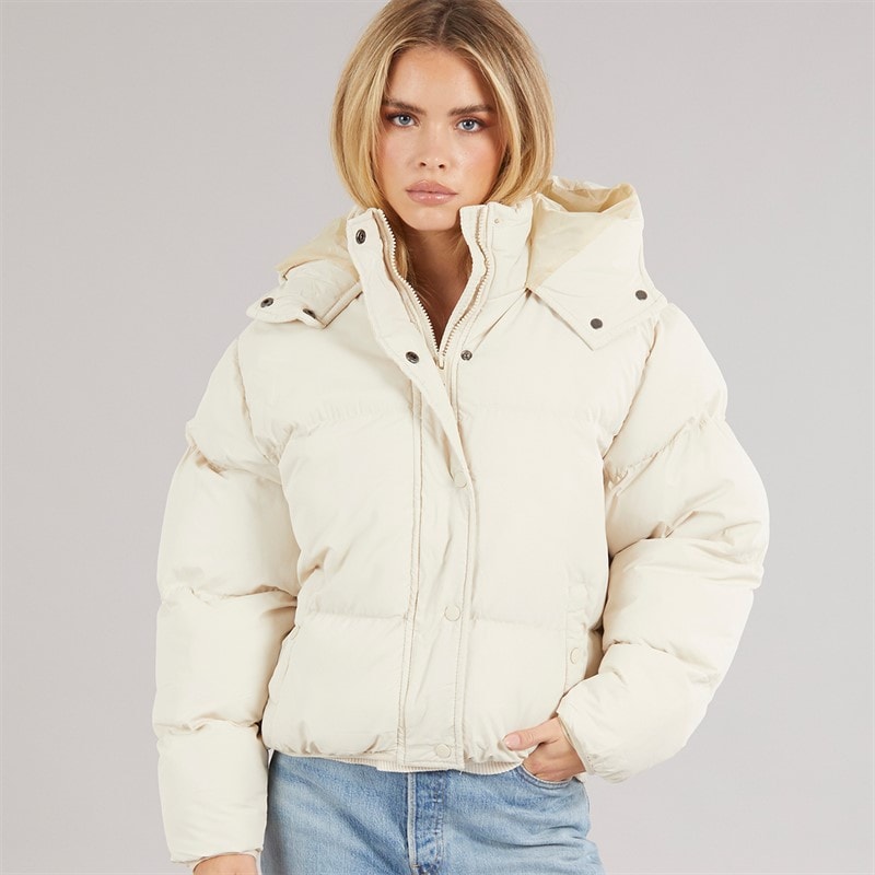 Womens Bunny Short Puffer Jacket Cream - Image 3