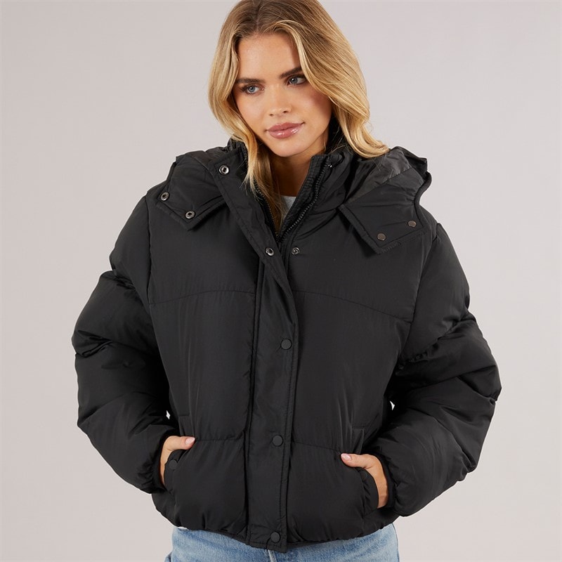Womens Bunny Short Puffer Jacket Black - Image 3