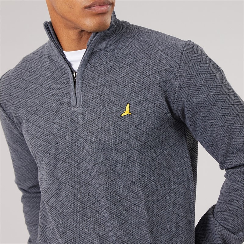 Mens Agassi 1/4 Zip Jumper Mid Grey - Image 3