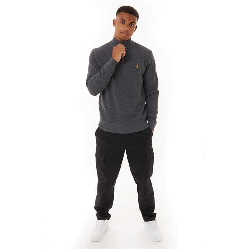 Mens Agassi 1/4 Zip Jumper Mid Grey - Image 4
