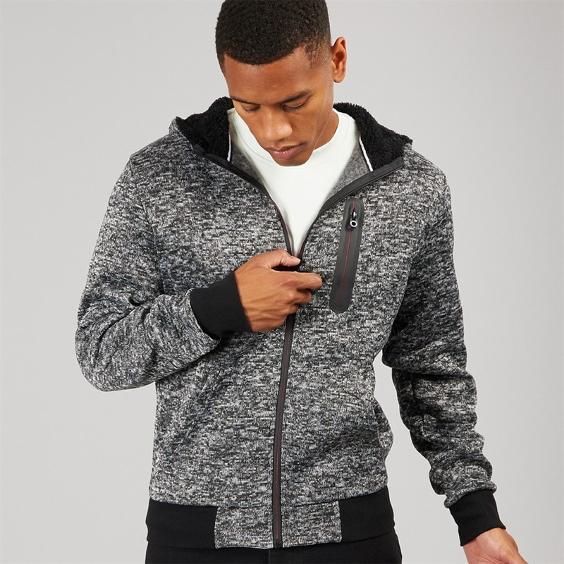 Mens Severn Zip Up Hooded Jacket Black Grindle/Jet Black - Image 1