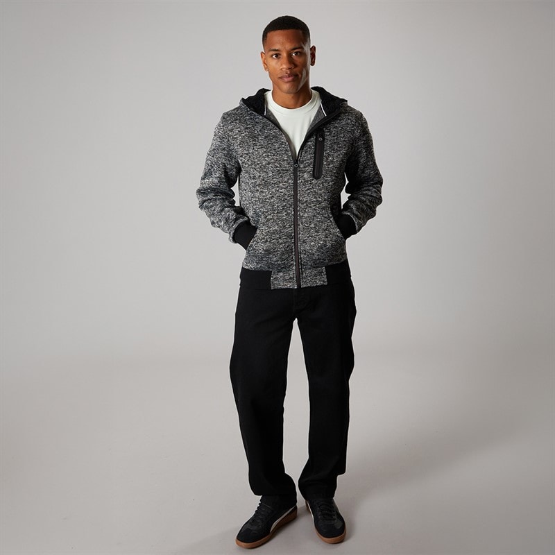 Mens Severn Zip Up Hooded Jacket Black Grindle/Jet Black - Image 4