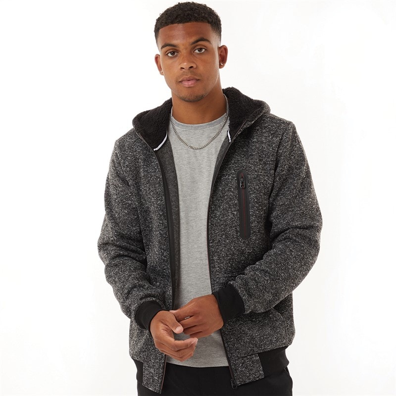 Mens Severn Zip Up Hooded Jacket Black Grindle/Jet Black - Image 5