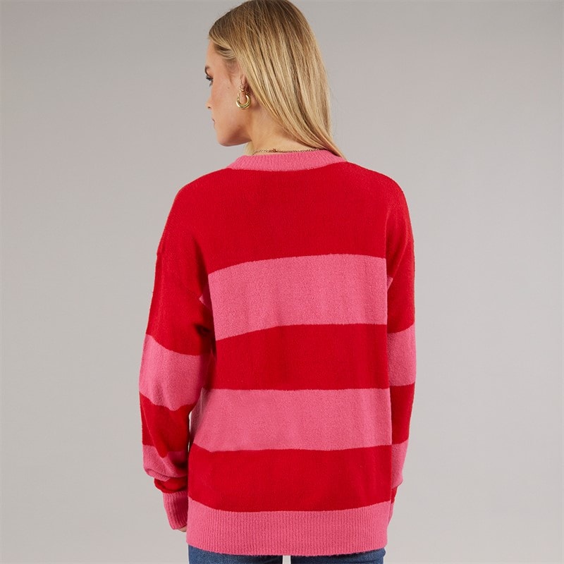 Womens Christmas Bright Jumper Red/Pink Stripe - Image 2