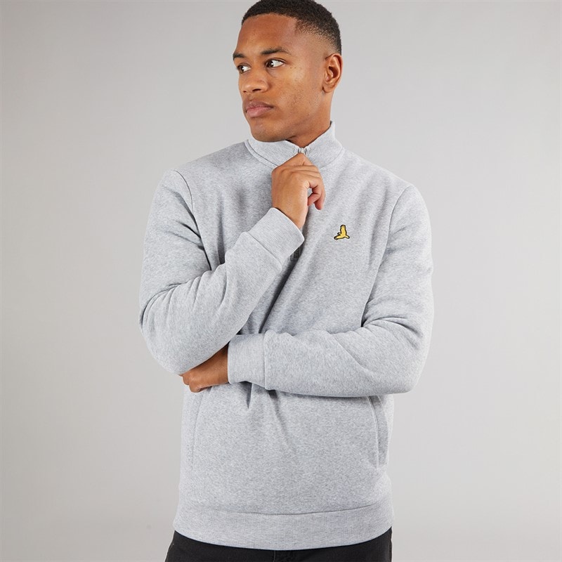 Brave Soul Mens Idaho Funnel Neck Jumper Light Grey Marl