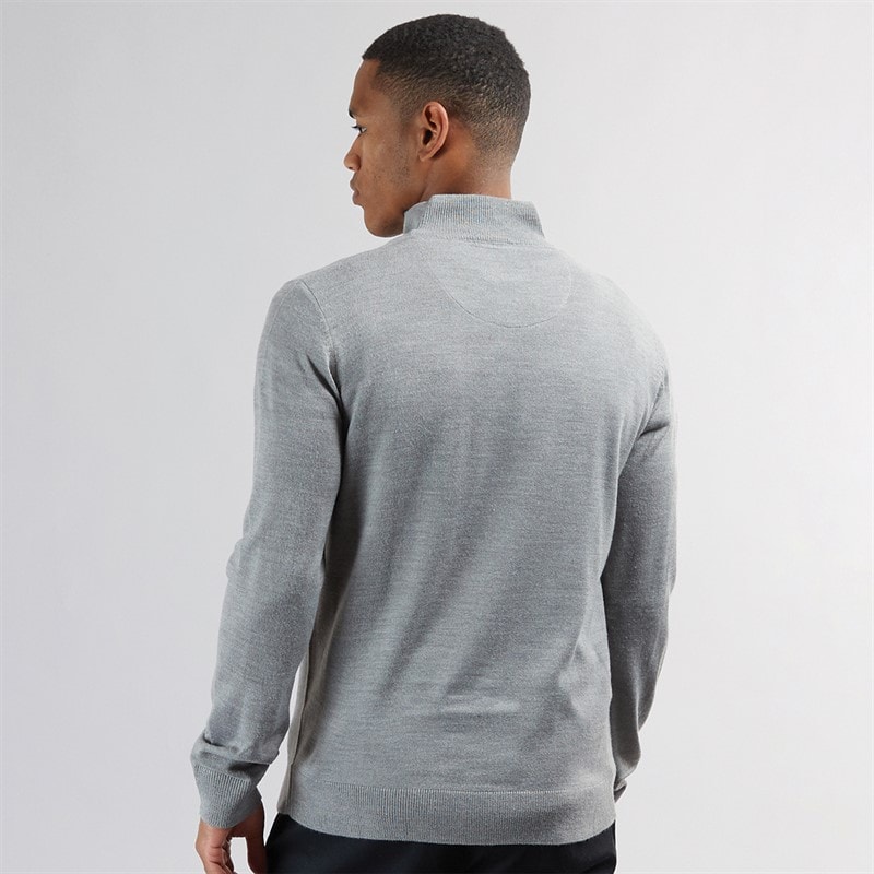 Mens Georgie 1/4 Zip Funnel Neck Sweatshirt Silver Grey Marl - Image 2