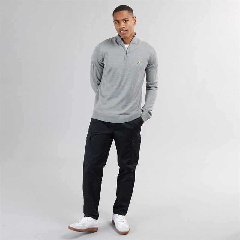 Mens Georgie 1/4 Zip Funnel Neck Sweatshirt Silver Grey Marl - Image 4