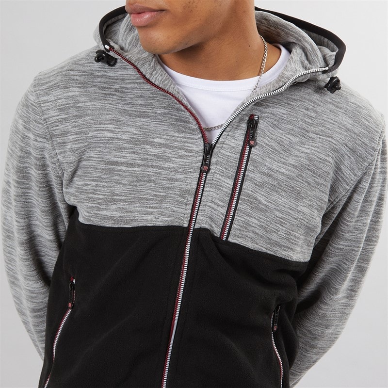 Mens Ingleton Zip Through Hoodie Ecru/Black/Jet Black - Image 3