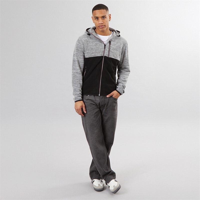 Mens Ingleton Zip Through Hoodie Ecru/Black/Jet Black - Image 4