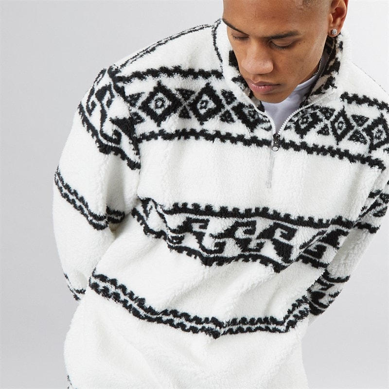 Mens Powelton 1/4 Zip Fleece Optic White/Jet Black - Image 3