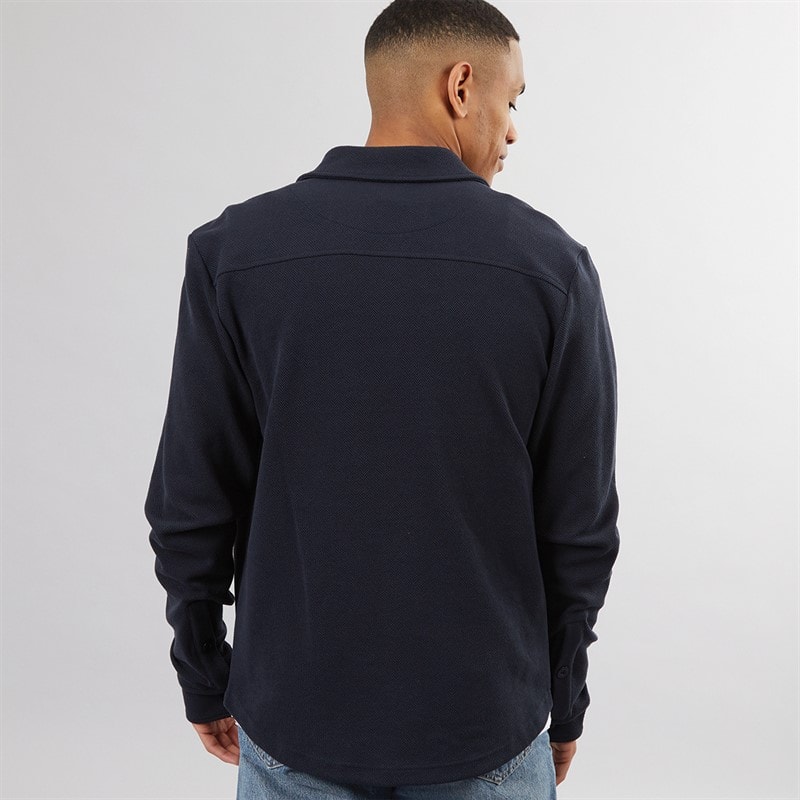 Mens Knight Button Up Long Sleeve Shirt Navy - Image 2