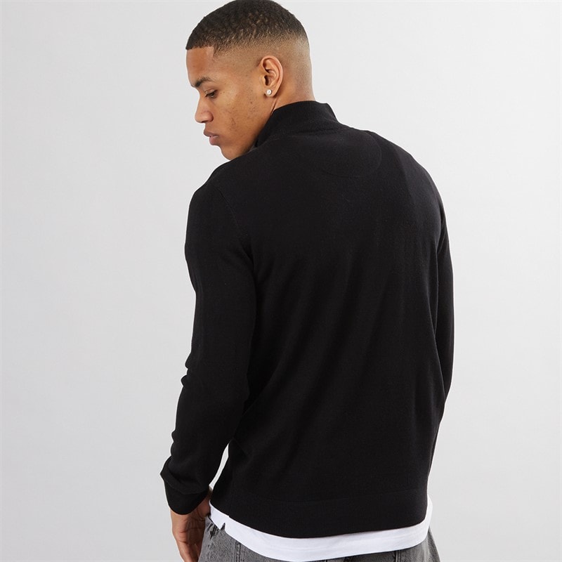 Mens Georgie 1/4 Zip Funnel Neck Sweatshirt Jet Black - Image 2