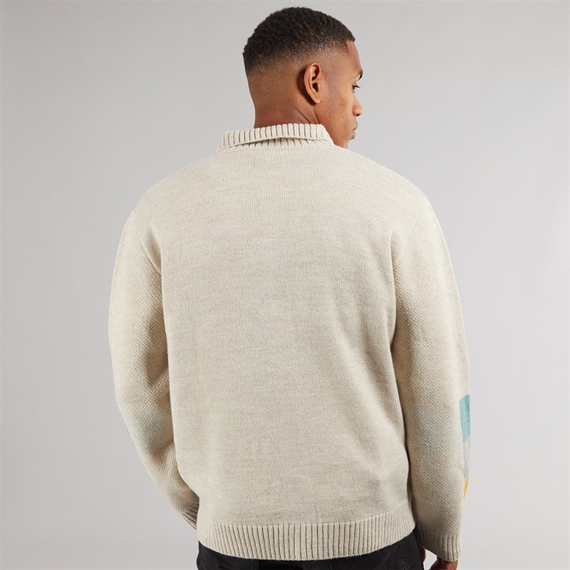 Mens Kevin Button Up Collared Cardigan Beige - Image 2