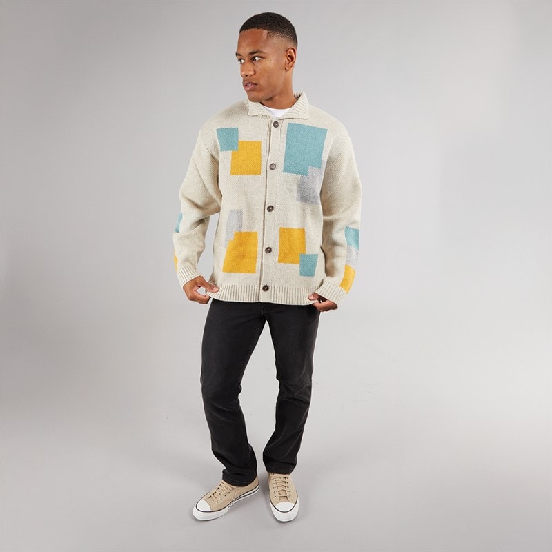 Mens Kevin Button Up Collared Cardigan Beige - Image 4
