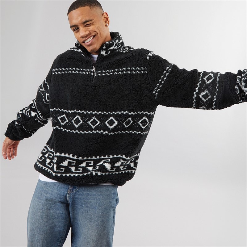 Mens Powelton 1/4 Zip Fleece Jet Black/Optic White - Image 3