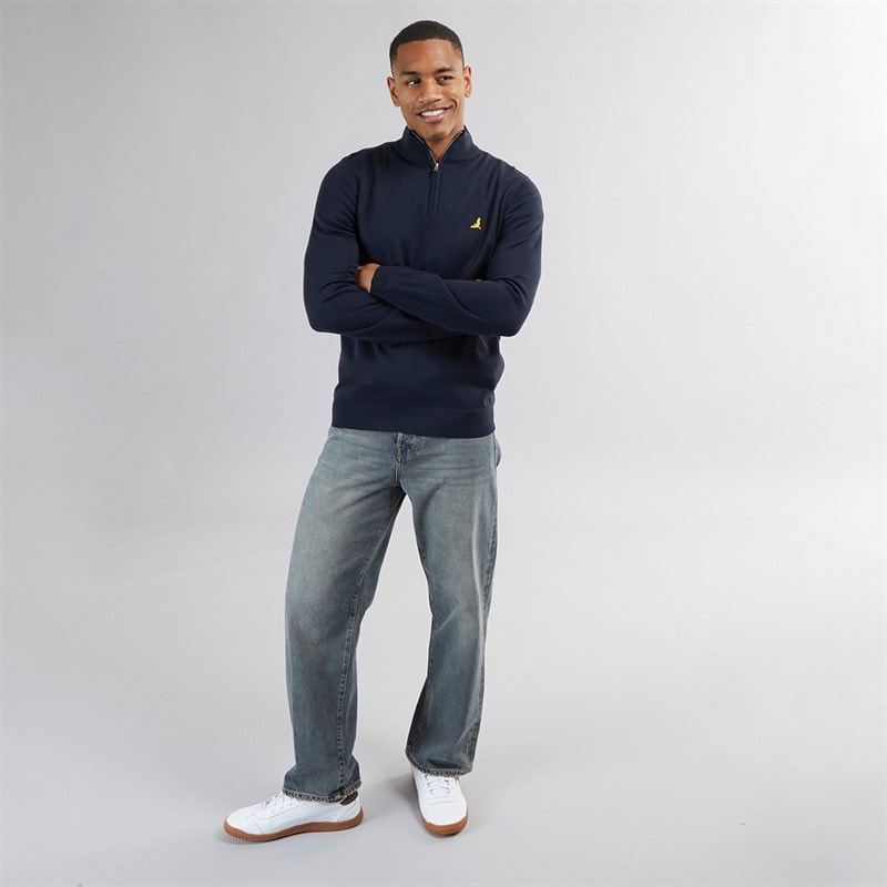Mens Georgie 1/4 Zip Funnel Neck Sweatshirt Midnight Navy - Image 4