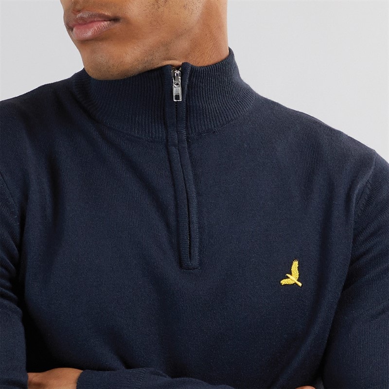 Mens Georgie 1/4 Zip Funnel Neck Sweatshirt Midnight Navy - Image 5