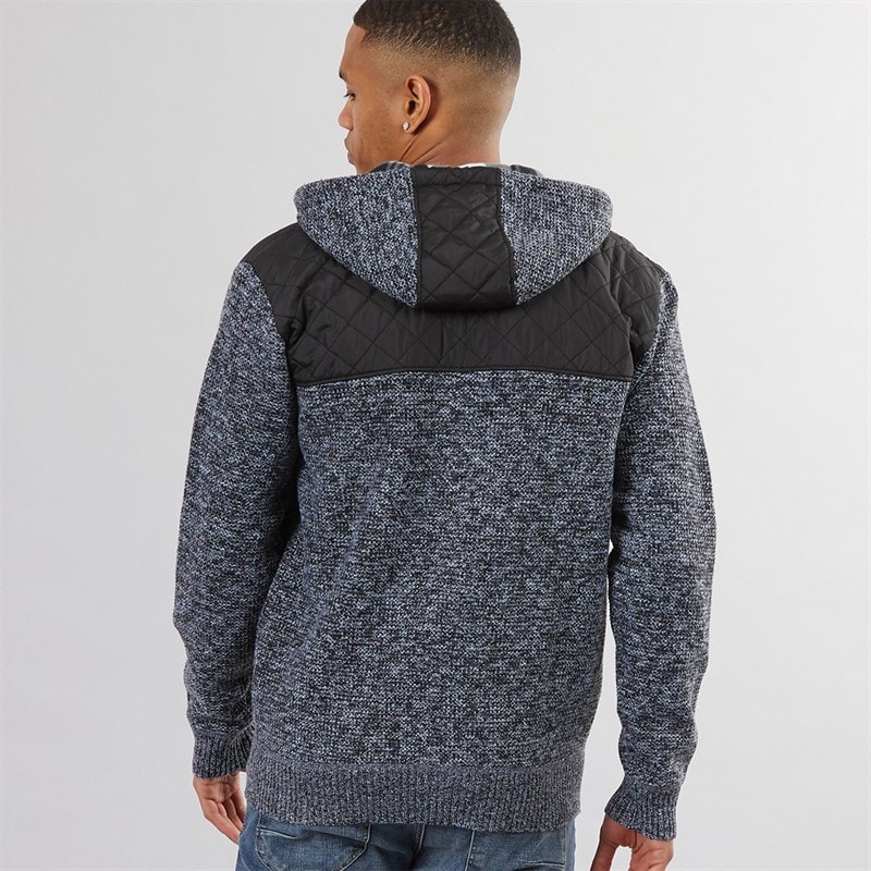 Mens Sweyn Fully Lined Zip Through Hoodie Jet Black/Black/White Twist - Image 2