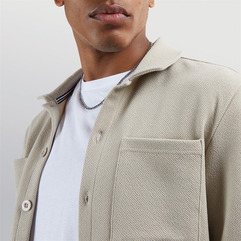 Mens Knight Button Up Long Sleeve Shirt Light Sand - Image 3