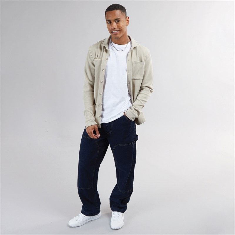 Mens Knight Button Up Long Sleeve Shirt Light Sand - Image 4