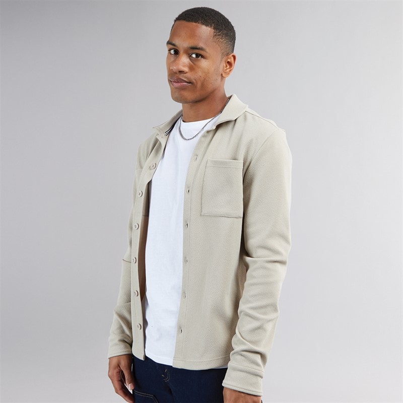 Mens Knight Button Up Long Sleeve Shirt Light Sand - Image 5