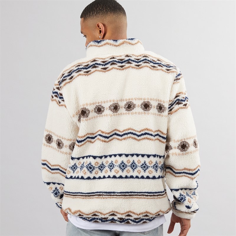 Mens Coleman 1/4 Zip Fleece Cream/Multi - Image 2