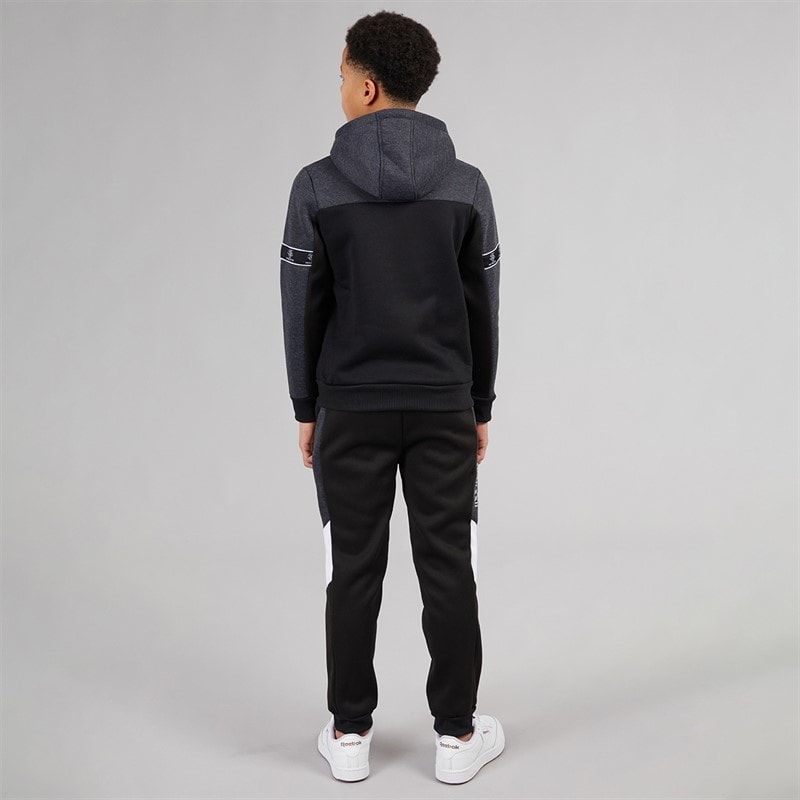 Boys Colour Block Tracksuit Dark Charcoal Marl/Black - Image 2