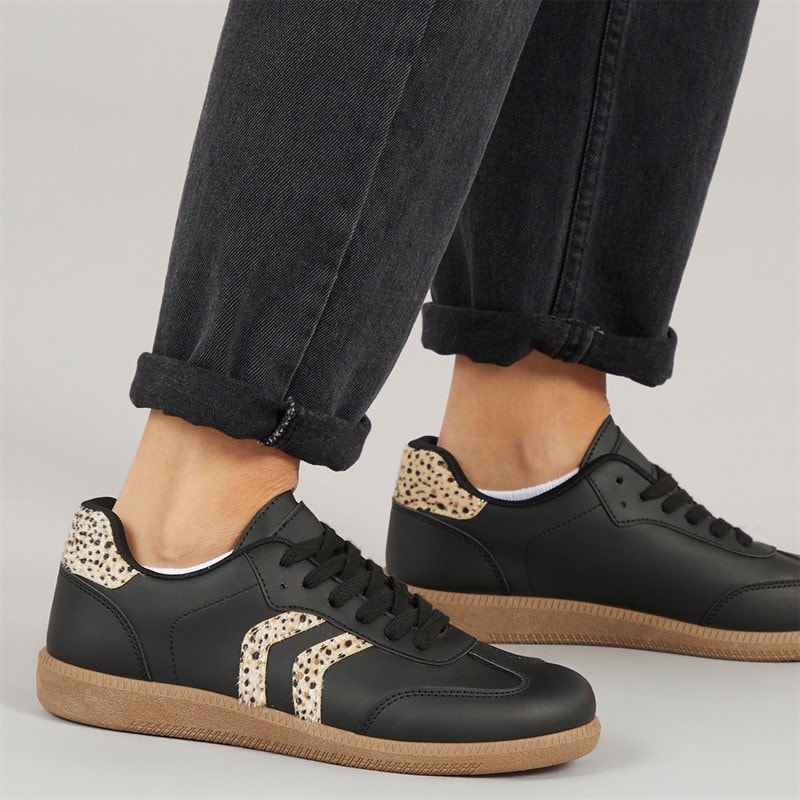 Womens Brae Soul Jayla Trainers Black/Leopard - Image 1