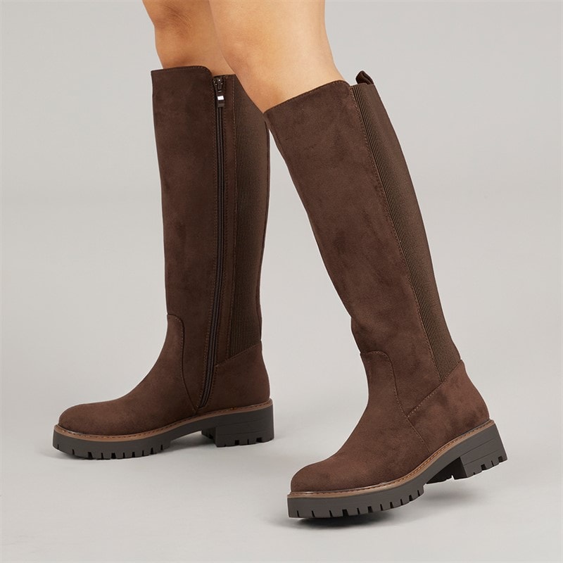 Womens Klara Knee High Boots Brown - Image 1