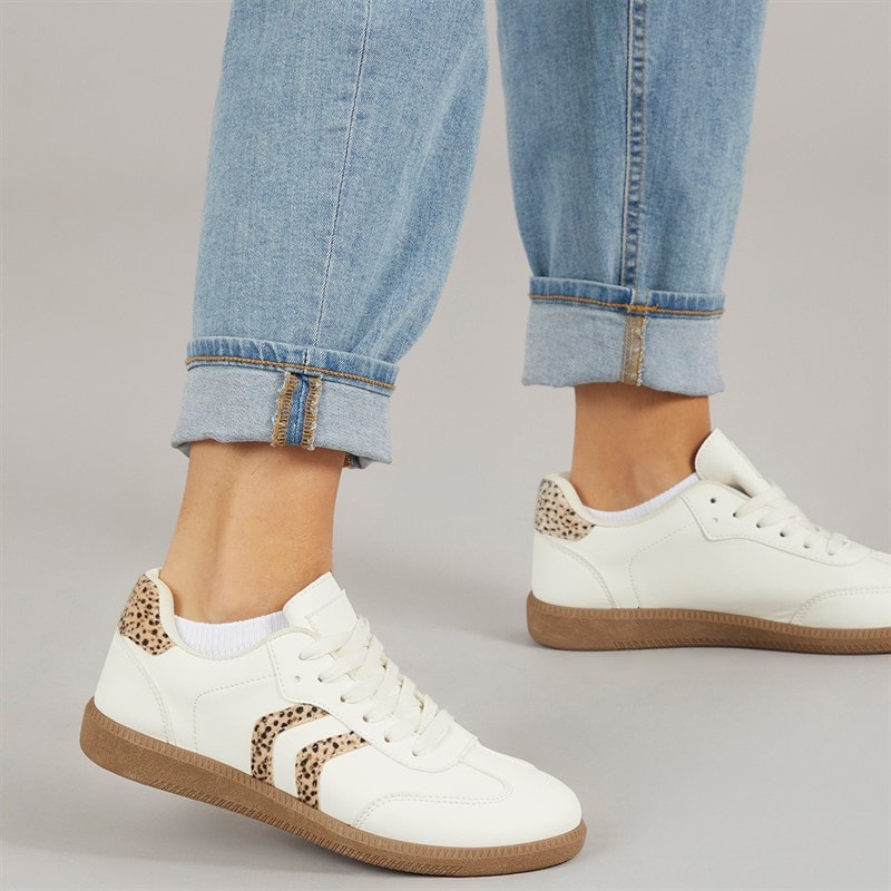 Womens Brae Soul Jayla Trainers White/Leopard - Image 1