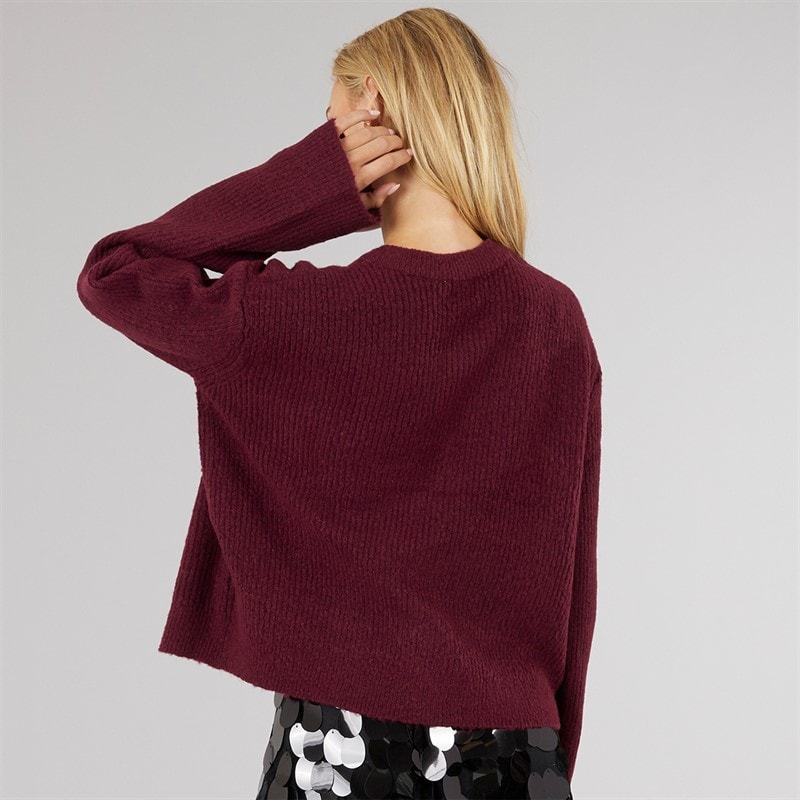 Womens Miya Fisherman Cardigan Aubergine/Black Bow - Image 2