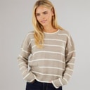 Womens Mason Crew Neck Jumper Mink/White Stripe