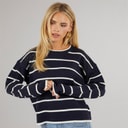 Womens Mason Crew Neck Jumper Navy/White Stripe