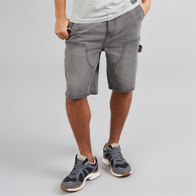 Brave Soul Mens Joiner Loose Fit Carpenter Shorts Grey