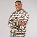 Mens Lykins 1/4 Zip Fleece Cream/Multi