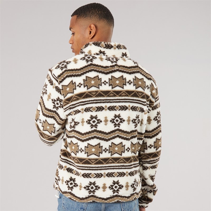 Mens Lykins 1/4 Zip Fleece Cream/Multi - Image 2