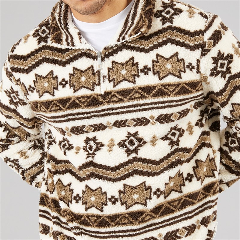Mens Lykins 1/4 Zip Fleece Cream/Multi - Image 3