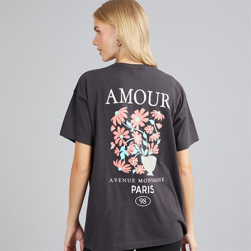 Womens Amour T-Shirt Black Acid Wash - Image 3