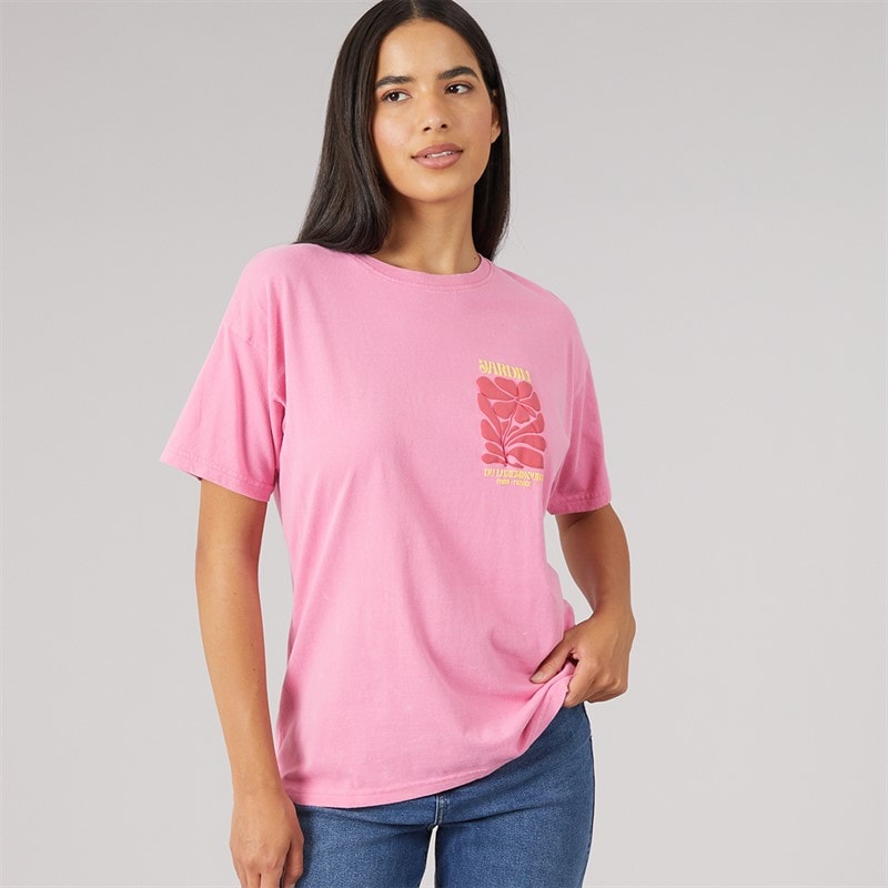 Womens Jardin T-Shirt Pink Acid Wash/Hot Pink - Image 2