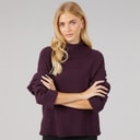 Womens Mossy Roll Neck Jumper Plum