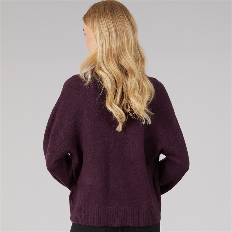 Womens Mossy Roll Neck Jumper Plum - Image 2