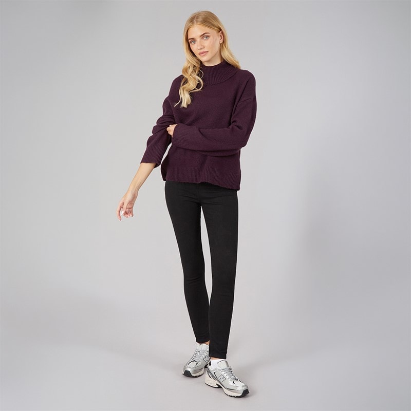 Womens Mossy Roll Neck Jumper Plum - Image 3