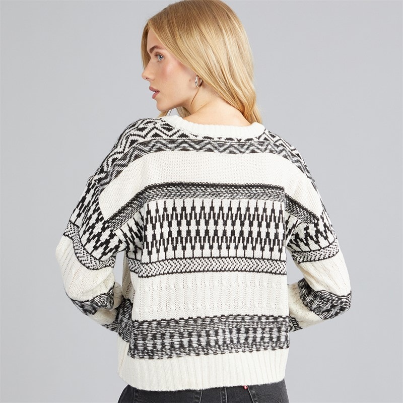 Womens Darling Cable Knit Jumper Cream/Black - Image 2
