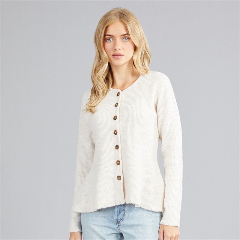 Womens Penny Peplum Cardigan Ivory - Image 3