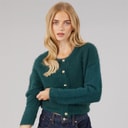 Womens Cloud Crew Neck Cardigan Teal