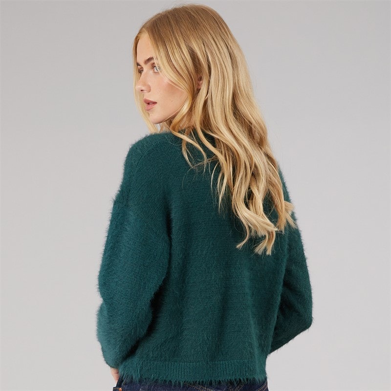 Womens Cloud Crew Neck Cardigan Teal - Image 2