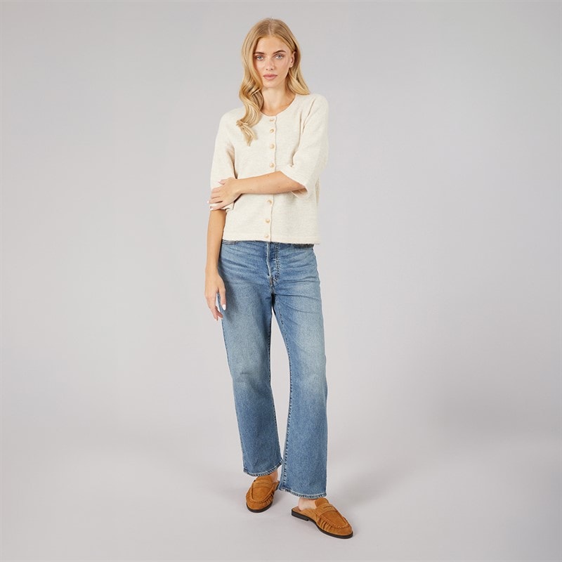 Womens Marshal Short Sleeve Cardigan Oatmeal - Image 3
